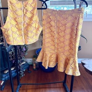 Endless Rose Yellow Lace Midi Dress Set